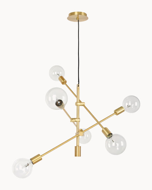 Aston 6 Light Pendant Brushed Brass