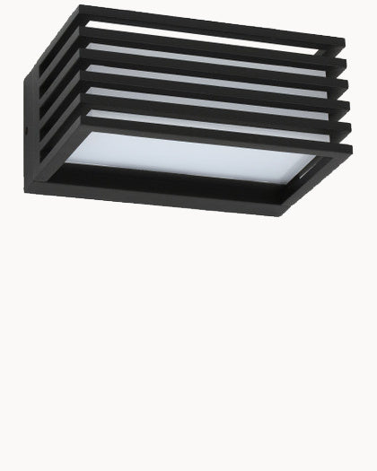 Black wall light with grill-type look