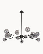 Clooney 15 Light Pendant Black with Smoke Glass