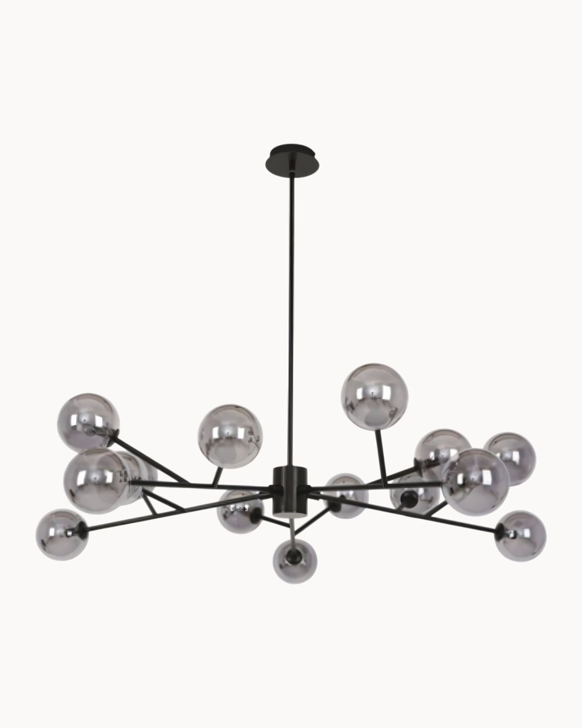 Clooney 15 Light Pendant Black with Smoke Glass