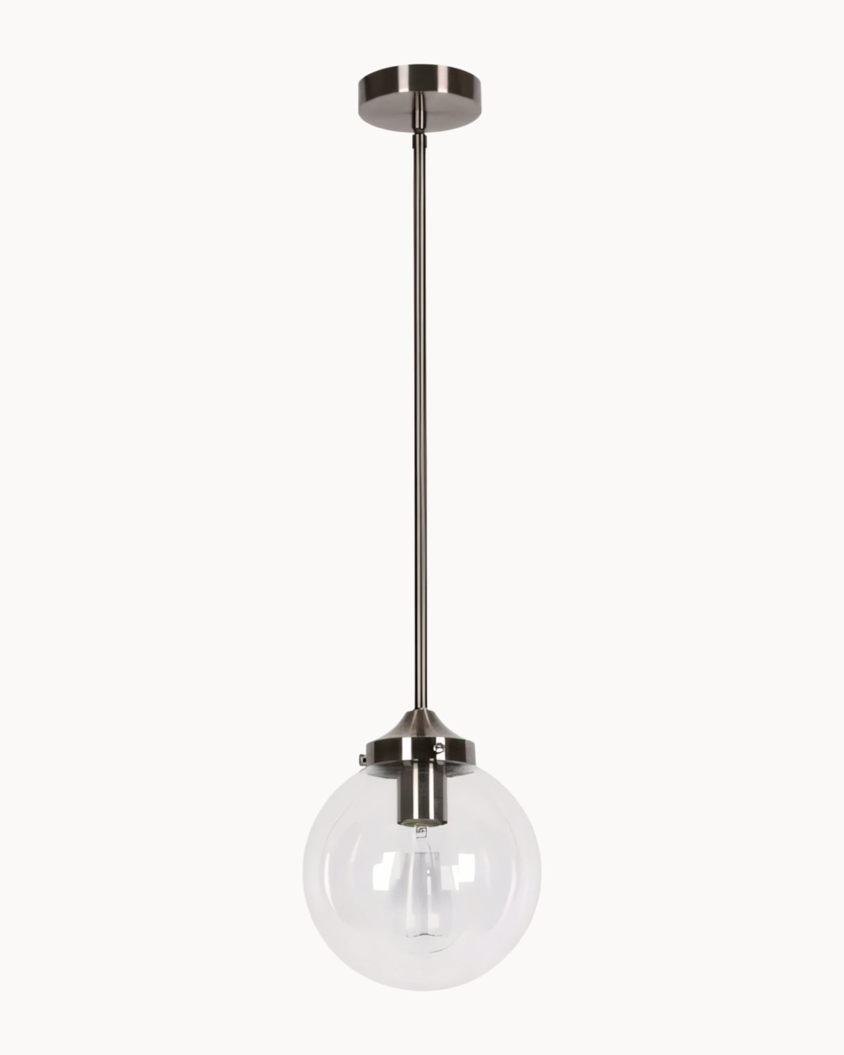 Rowan 200 Pendant Brushed Chrome with Clear Glass