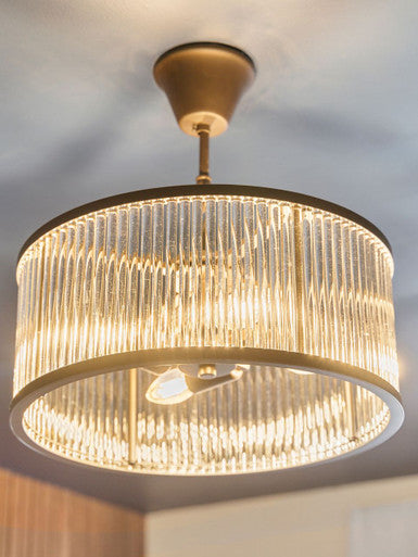 Oil rubbed bronze pendant with vertical glass rods
