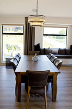 Oil rubbed bronze pendant with vertical glass rods