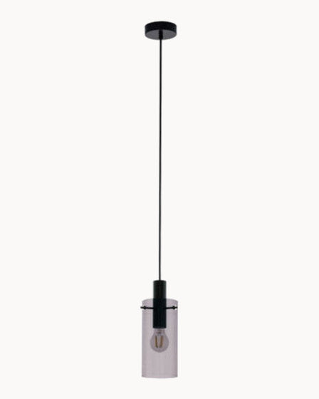 Black pendant with smoke cylinder glass