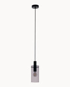 Black pendant with smoke cylinder glass