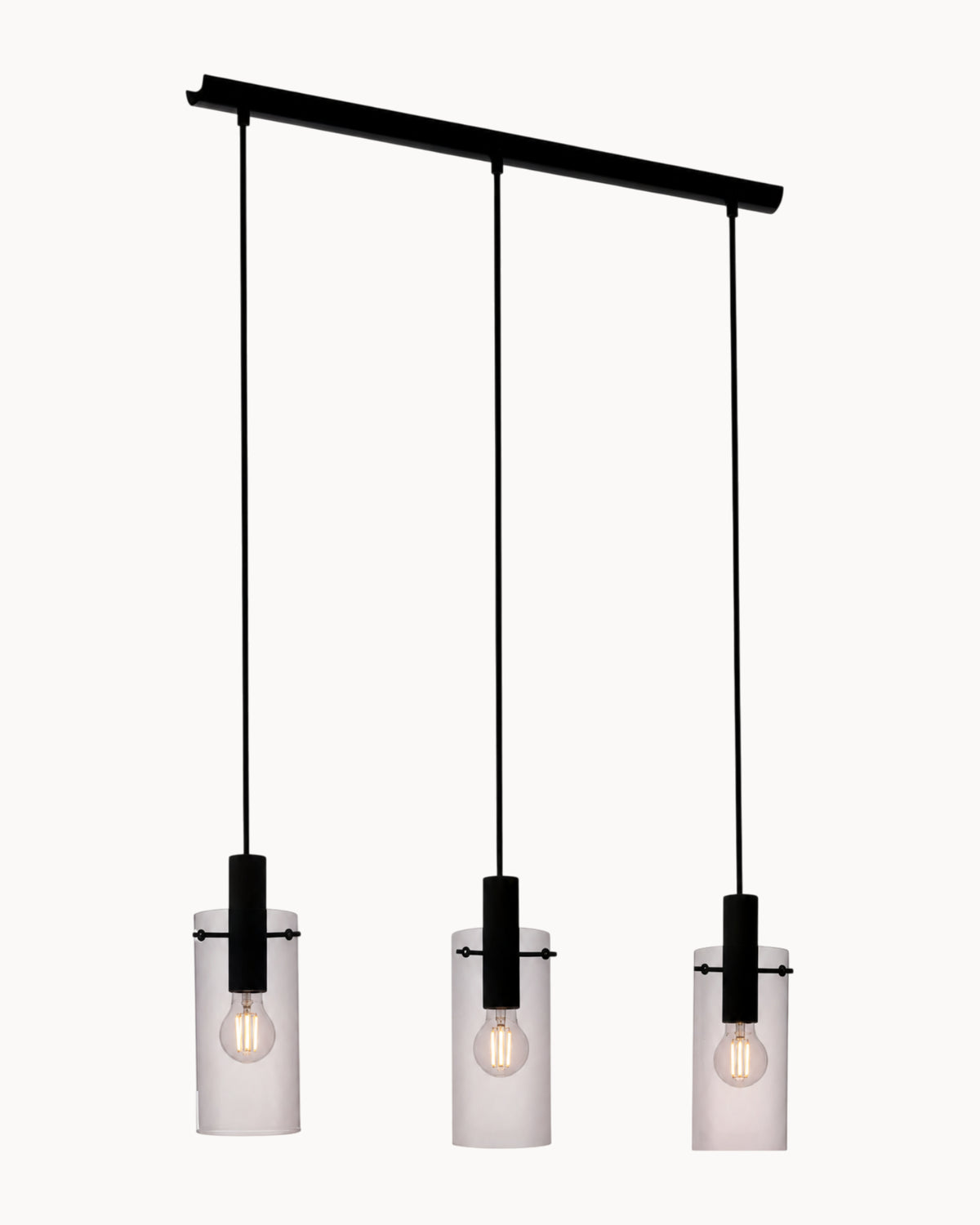 Montefino 1 3 Light Pendant Black/Smoke Glass