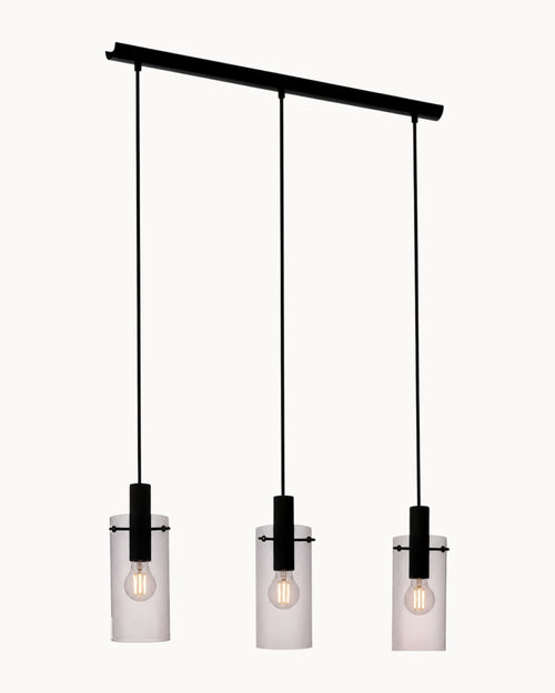 Montefino 1 3 Light Pendant Black/Smoke Glass