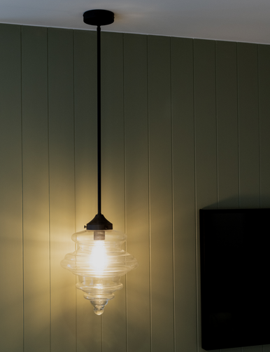 Oil rubbed bronze pendant with beehive-type glass