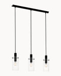 Montefino 1 3 Light Pendant Black/Clear Glass