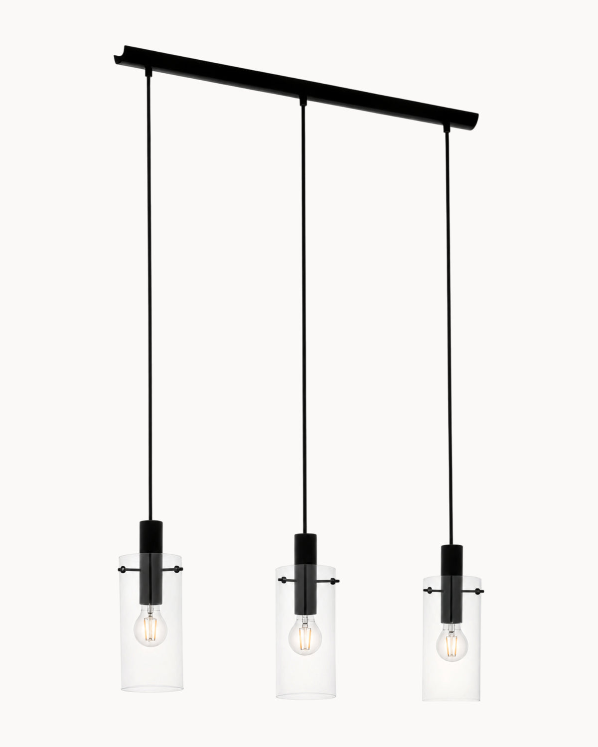 Montefino 1 3 Light Pendant Black/Clear Glass