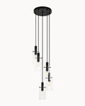 Montefino 1 5 Light Pendant Black/Clear Glass
