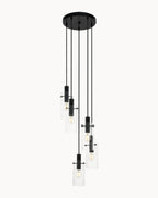 Montefino 1 5 Light Pendant Black/Clear Glass