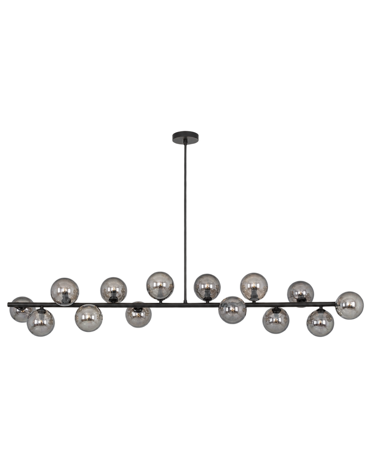 Clooney 14 Light Pendant Black with Smoke Glass