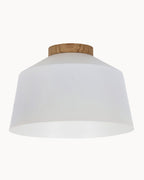 White metal shade with ash wood trim