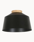 Black metal shade with ash wood trim