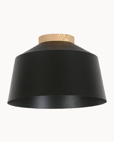 Black metal shade with ash wood trim