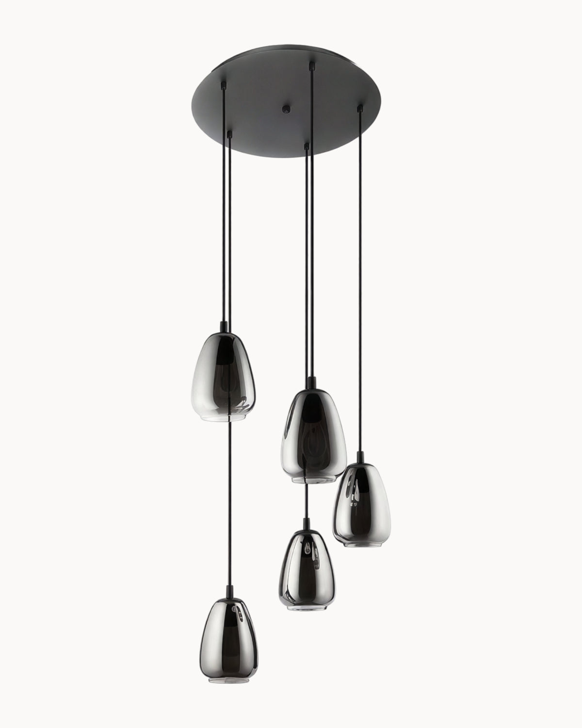 Alobrase 5 Light Pendant Smoke Mirror Glass/Black