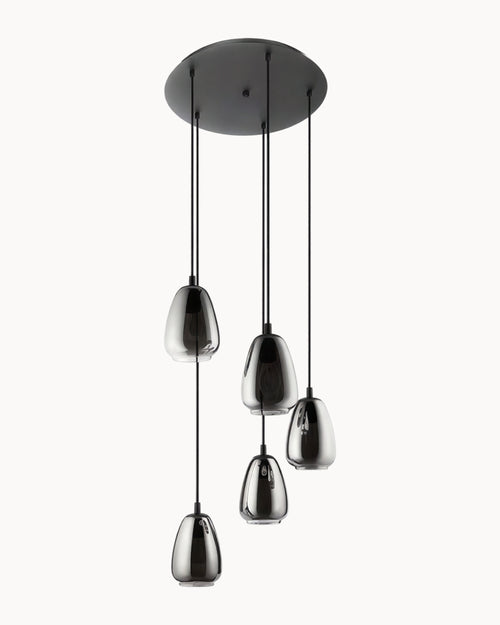 Alobrase 5 Light Pendant Smoke Mirror Glass/Black