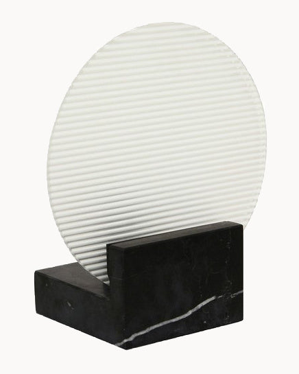 Black marble table lamp with clear glass
