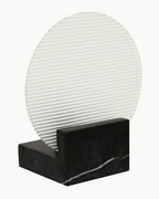 Black marble table lamp with clear glass