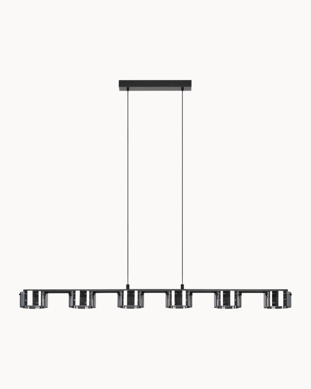 Copillos 6 Light Pendant Black with Black Transparent Glass
