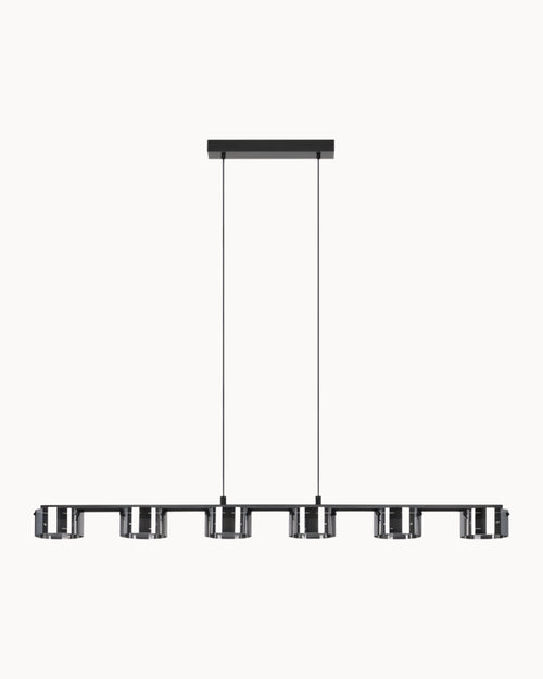 Copillos 6 Light Pendant Black with Black Transparent Glass