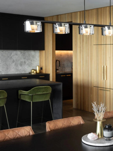 Black 6L pendant with black transparent glass