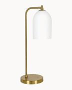 Brass table lamp with opal ribbed glass