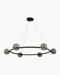 Orion 6 Light Pendant Black with Smoke Glass