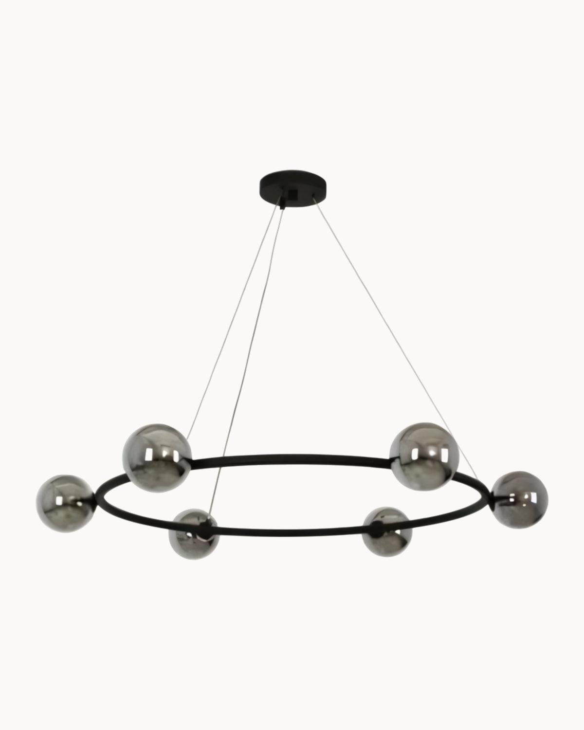 Orion 6 Light Pendant Black with Smoke Glass