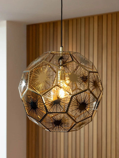 Brass pendant with laser cut panel