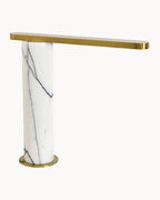 Aged brass trim with marble column table lamp