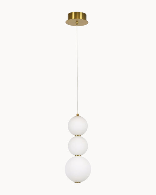 Santos 3 Light Dimmable Pendant Brass with Opal Glass