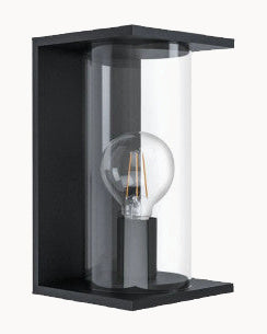 Black and clear diffuser exterior wall light