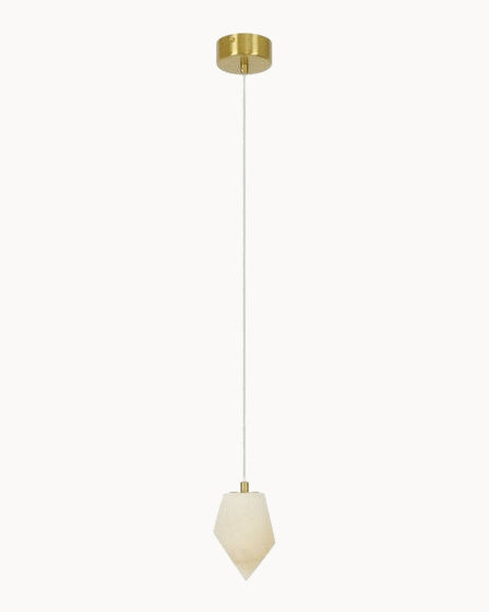 Aged brass and alabaster LED pendant