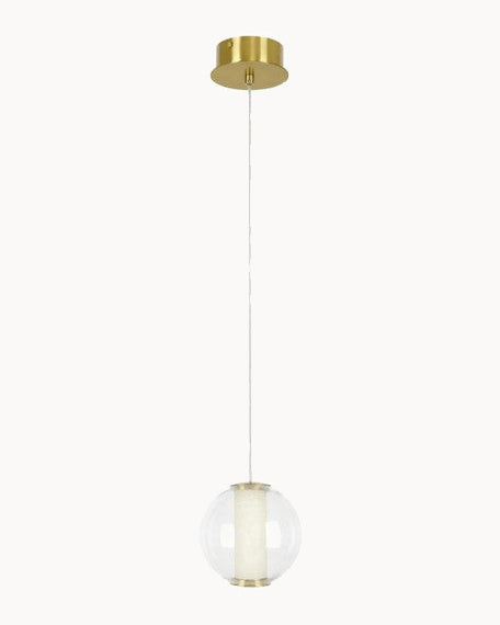 led alabaster with brass trim pendant