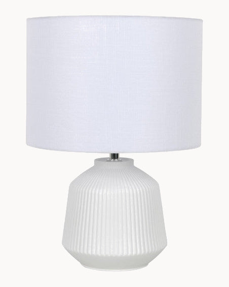 Table lamp with white base and white shade