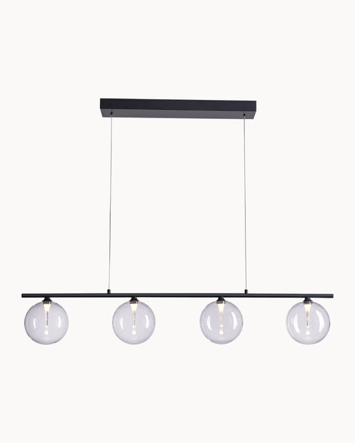 Boleto 4 Light Dimmable Pendant Black with Clear Glass