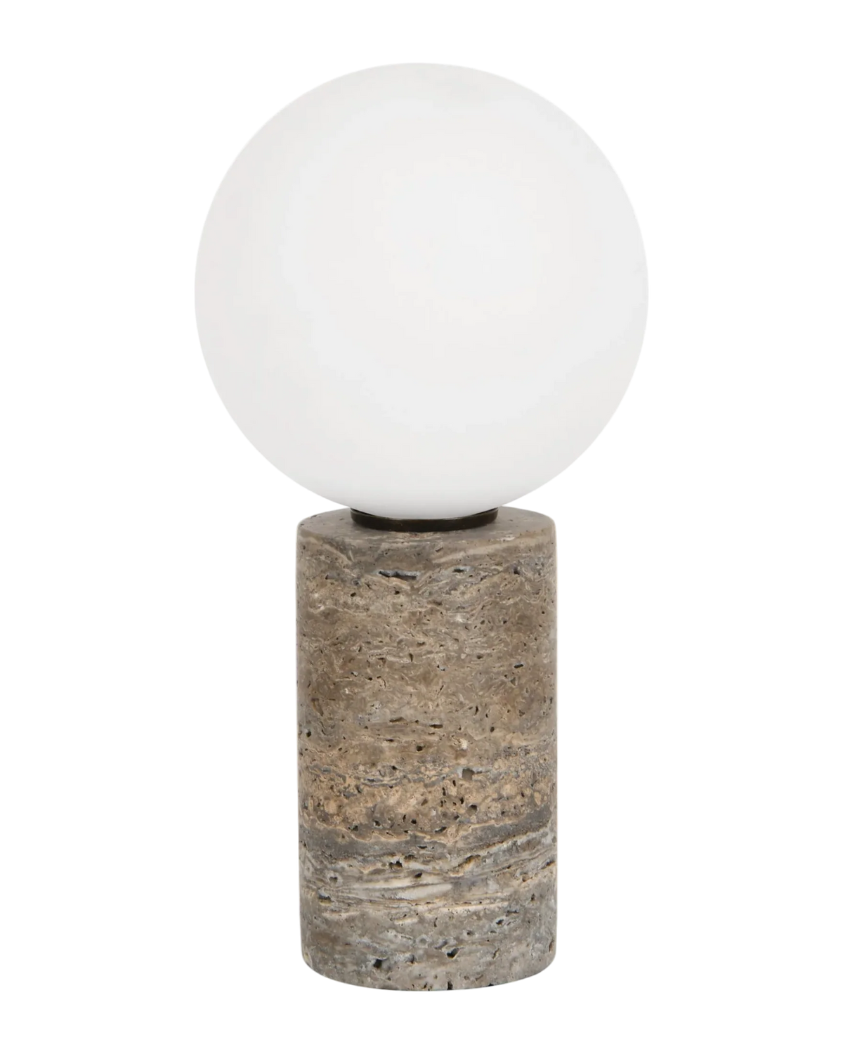 Duomo Table Lamp Silver Travertine with Opal Glass