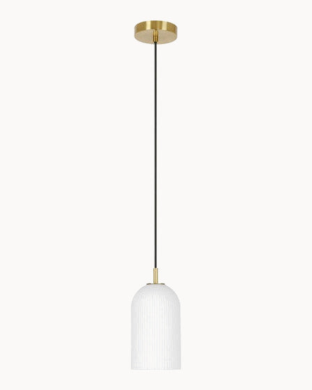 Small pendant with ribbed glass and brass trim