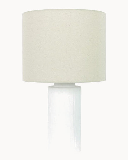 Gypsum table lamp white with natural shade