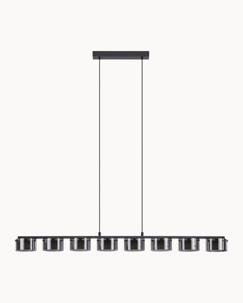 Copillos 8 Light Pendant Black with Black Transparent Glass
