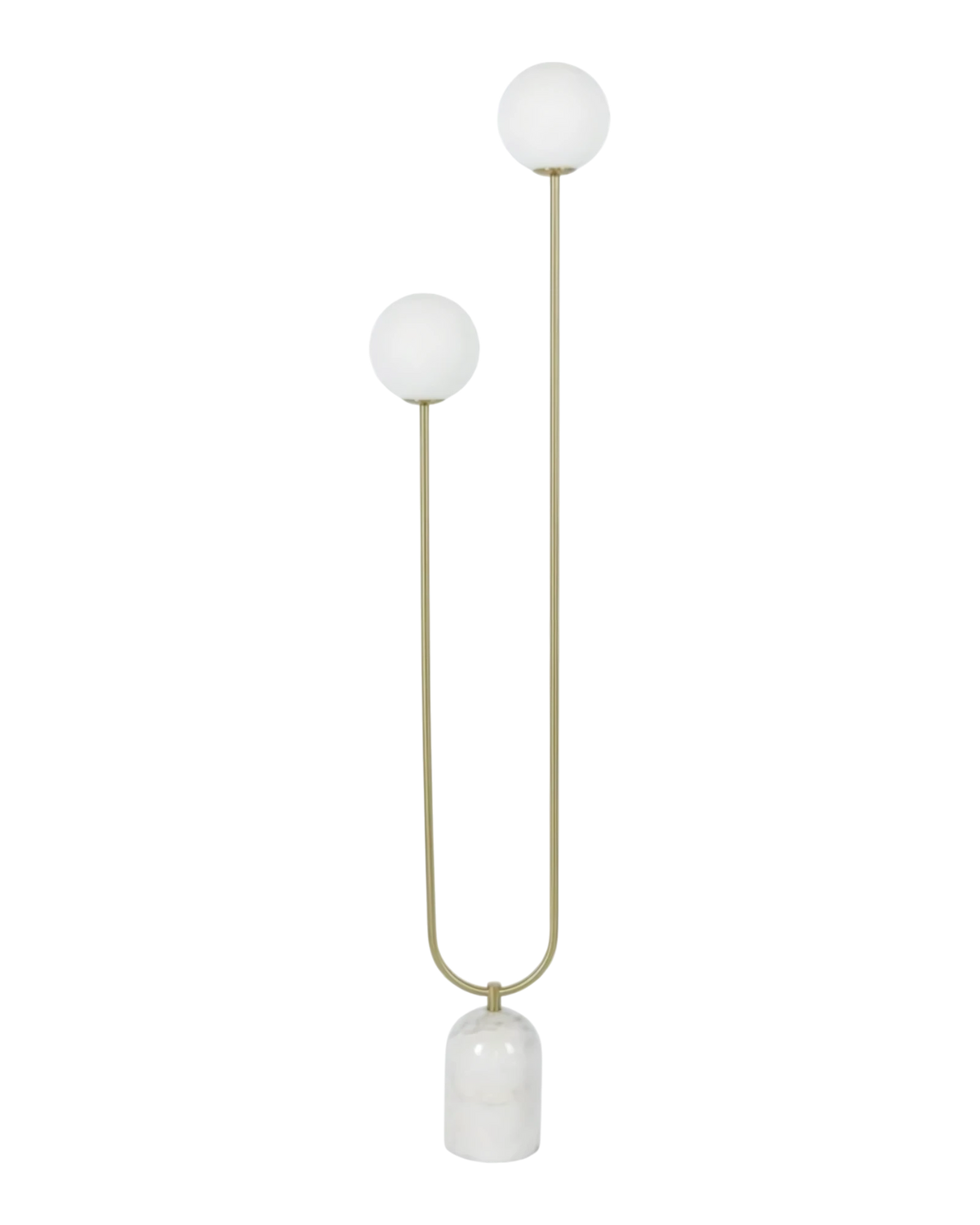 Baleno 2 Light Marble with Brass and Opal Shades Floor Lamp