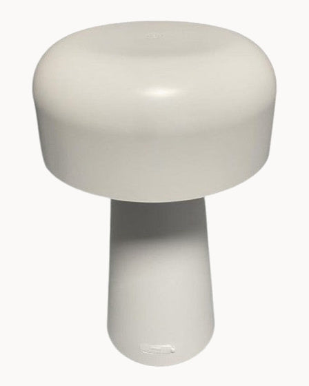 Mushroom style table lamp in white