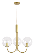 Capolino 3 Light Pendant Brass with Clear Glass