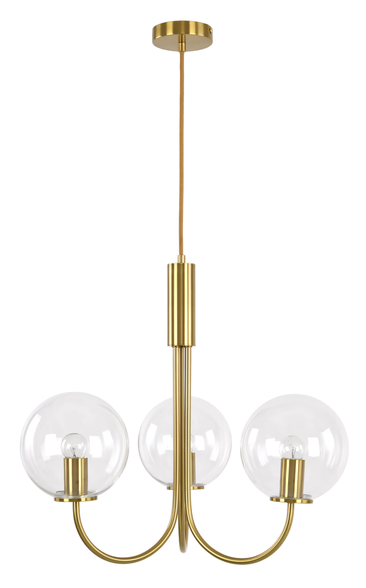 Capolino 3 Light Pendant Brass with Clear Glass