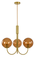 Capolino 3 Light Pendant Brass with Sepia Glass
