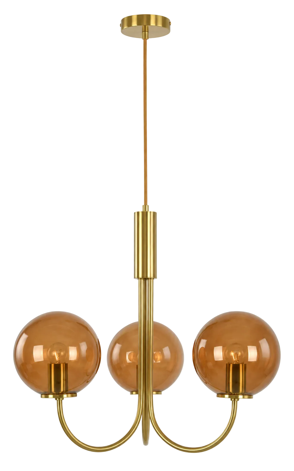 Capolino 3 Light Pendant Brass with Sepia Glass