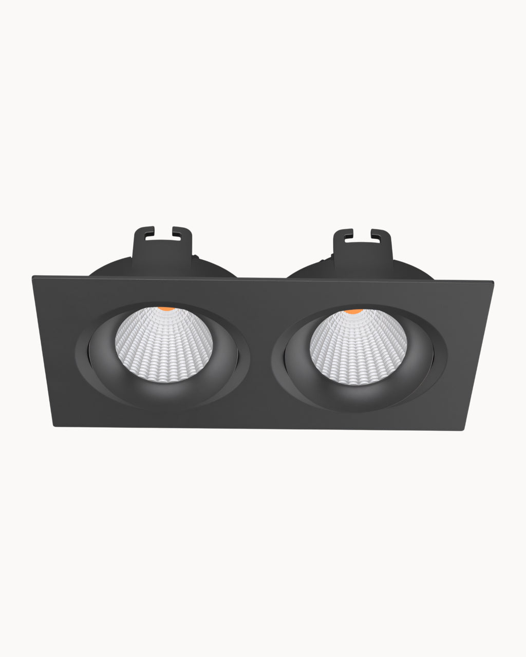 Architectural 95mm IP54 20W 3000K 2 Light Tiltable Downlight Black