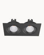 Architectural 95mm IP54 20W 3000K 2 Light Tiltable Downlight Black